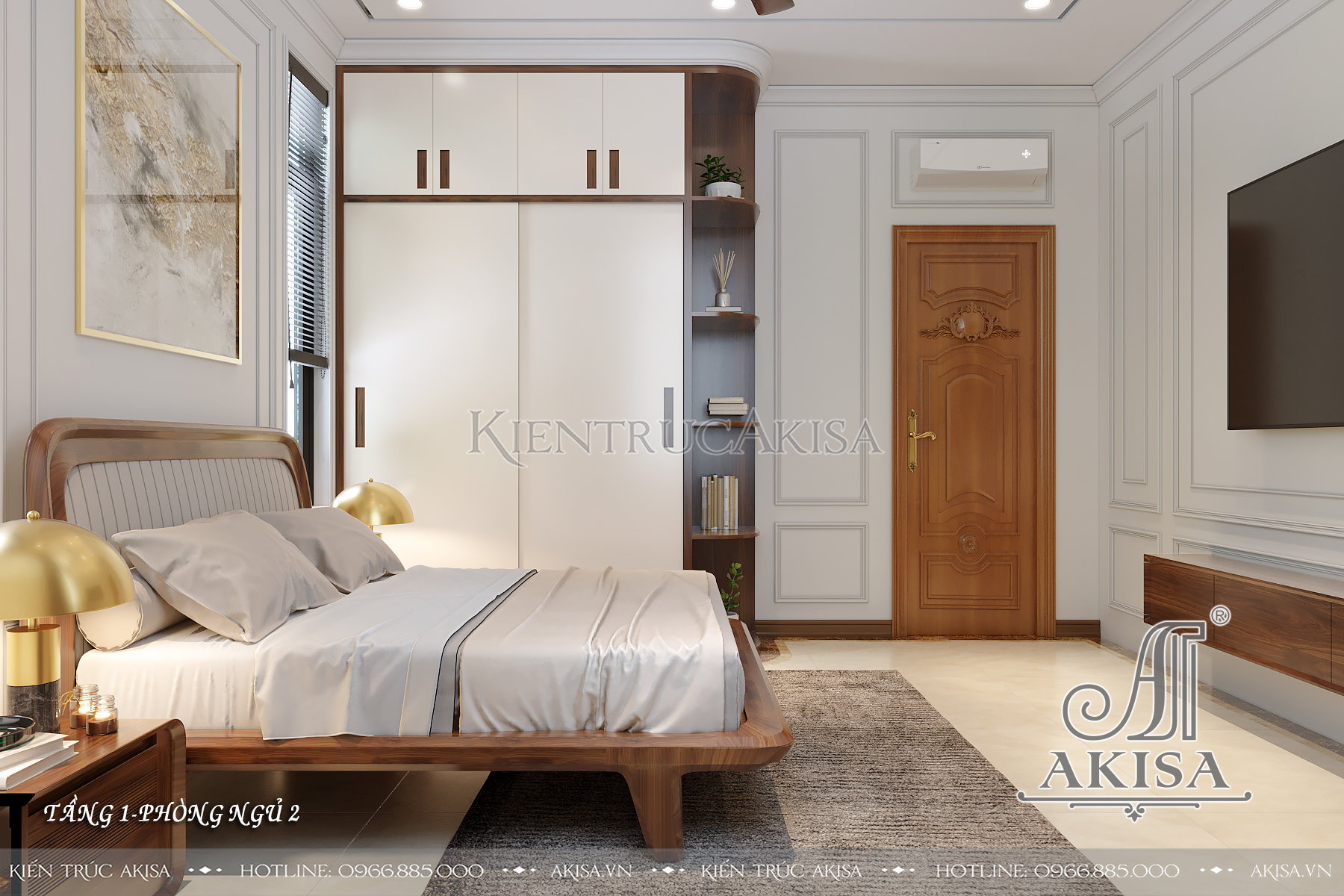 Mẫu nội thất gỗ tự nhiên cho biệt thự 2 tầng - phòng ngủ