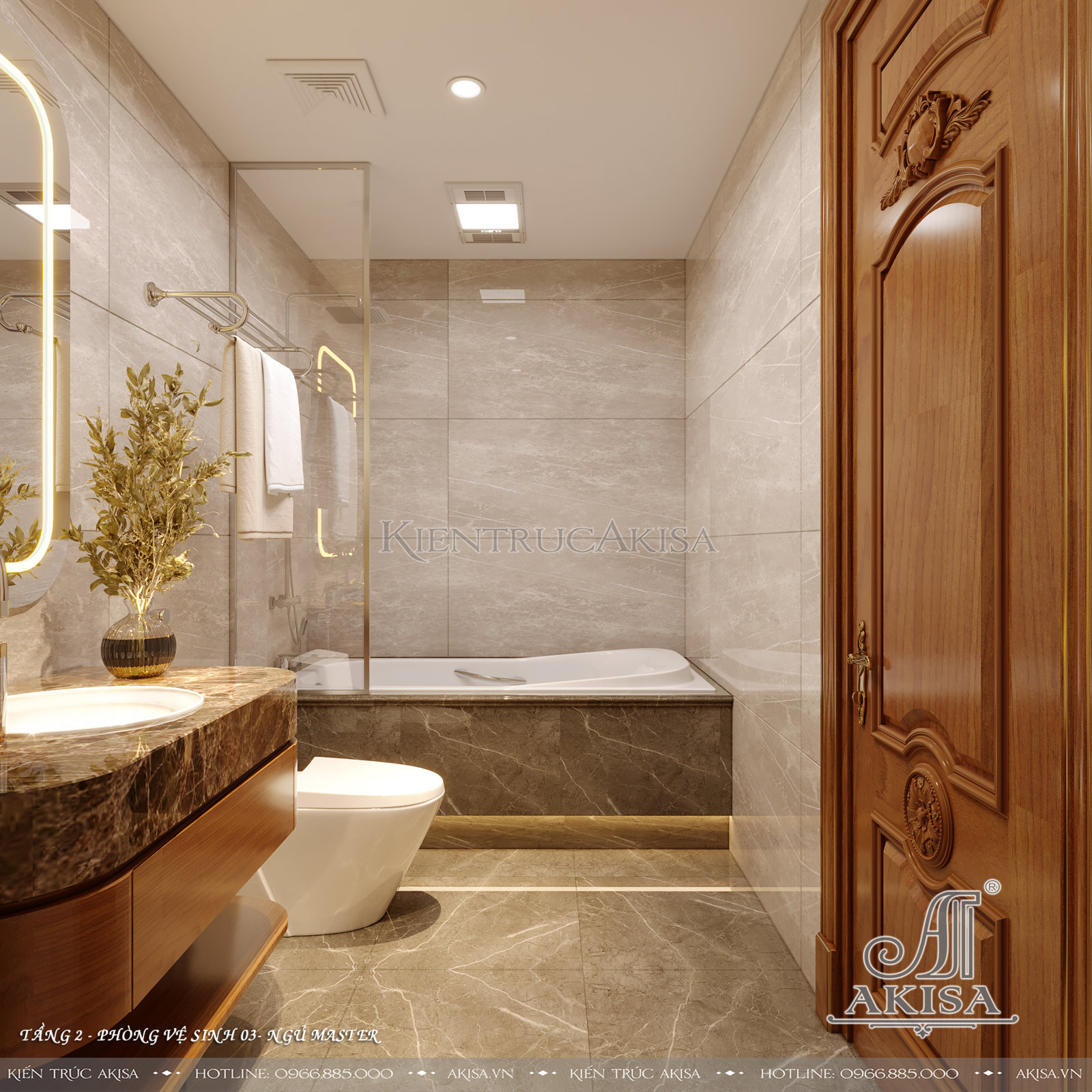 Thiết kế nội thất tân cổ điển gỗ Hương đẹp sang trọng - Phòng WC