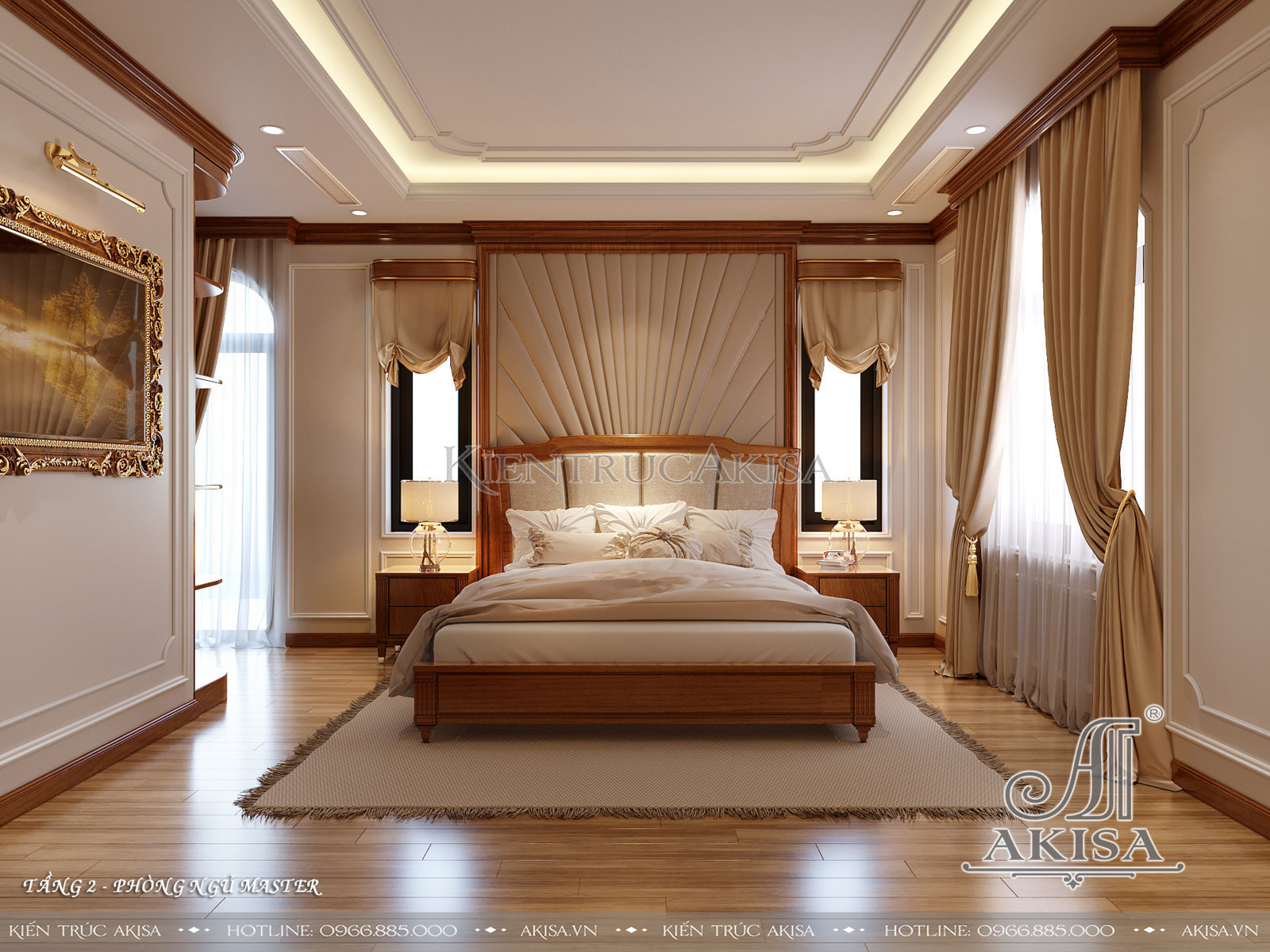 Thiết kế nội thất tân cổ điển gỗ Hương đẹp sang trọng - Phòng ngủ