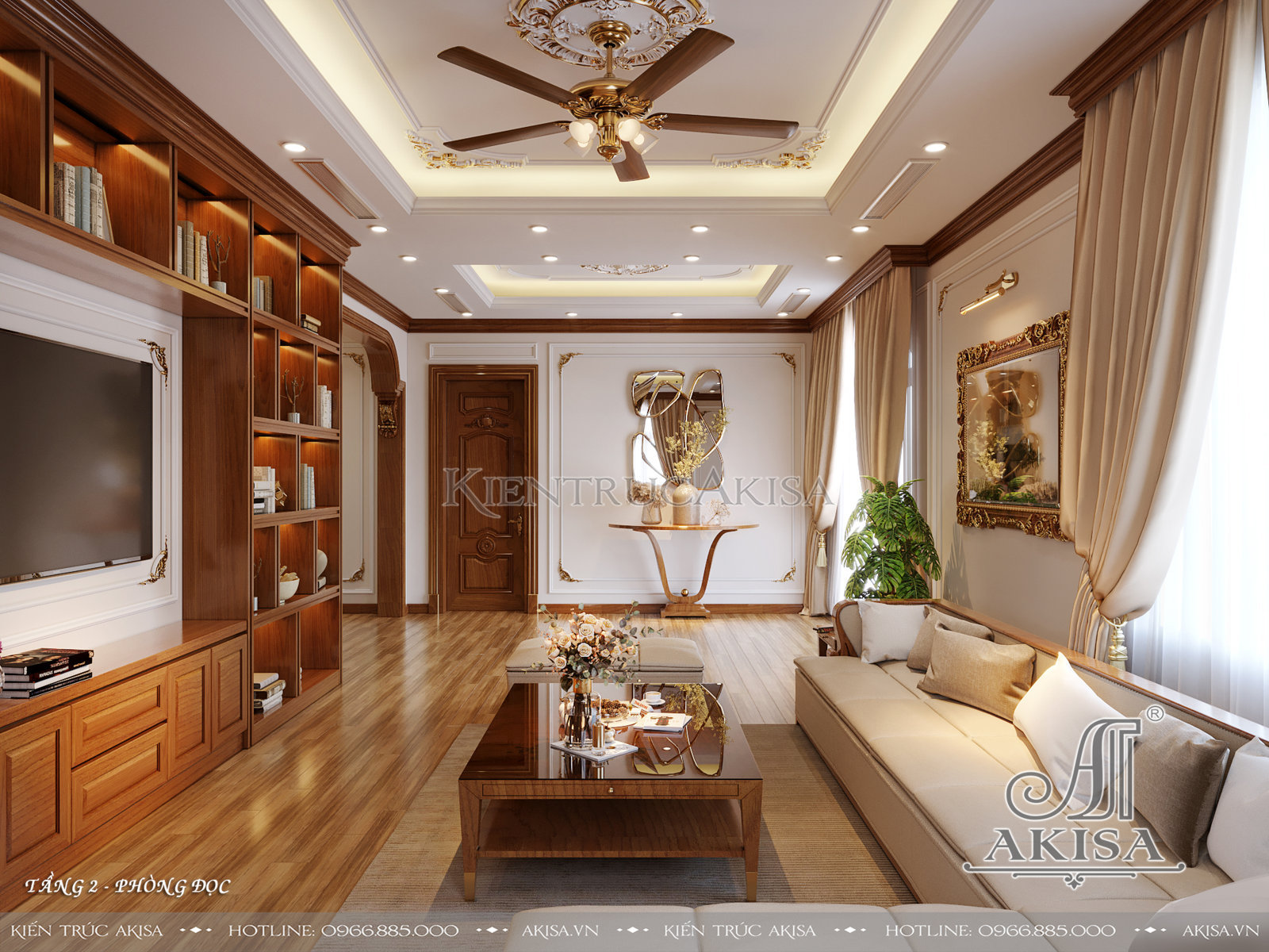 Thiết kế nội thất tân cổ điển gỗ Hương đẹp sang trọng - Thư phòng