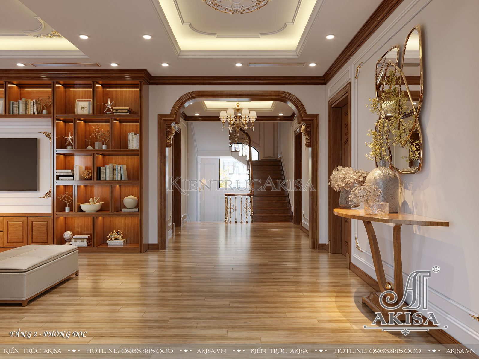 Thiết kế nội thất tân cổ điển gỗ Hương đẹp sang trọng - Thư phòng
