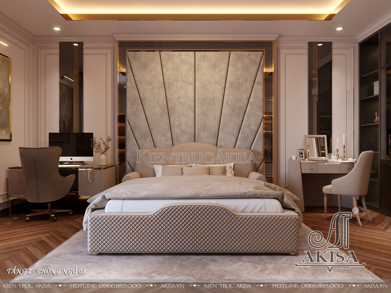 Mẫu thiết kế nội thất biệt thự phong cách luxury - Phòng ngủ