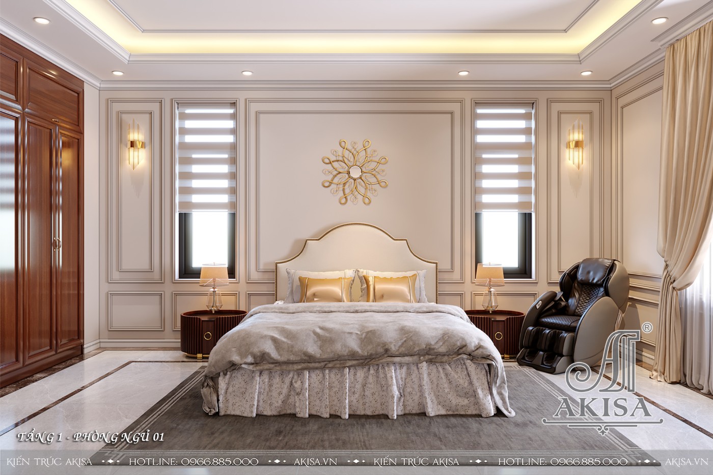 Mẫu nội thất gỗ gõ đỏ phong cách tân cổ luxury - Phòng ngủ