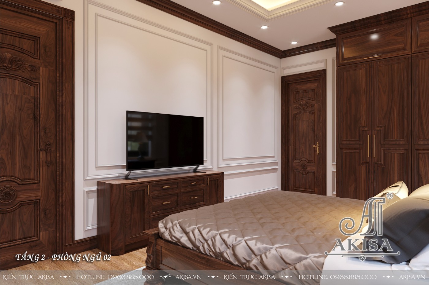 Mẫu nội thất gỗ tự nhiên biệt thự 2 tầng - Phòng ngủ
