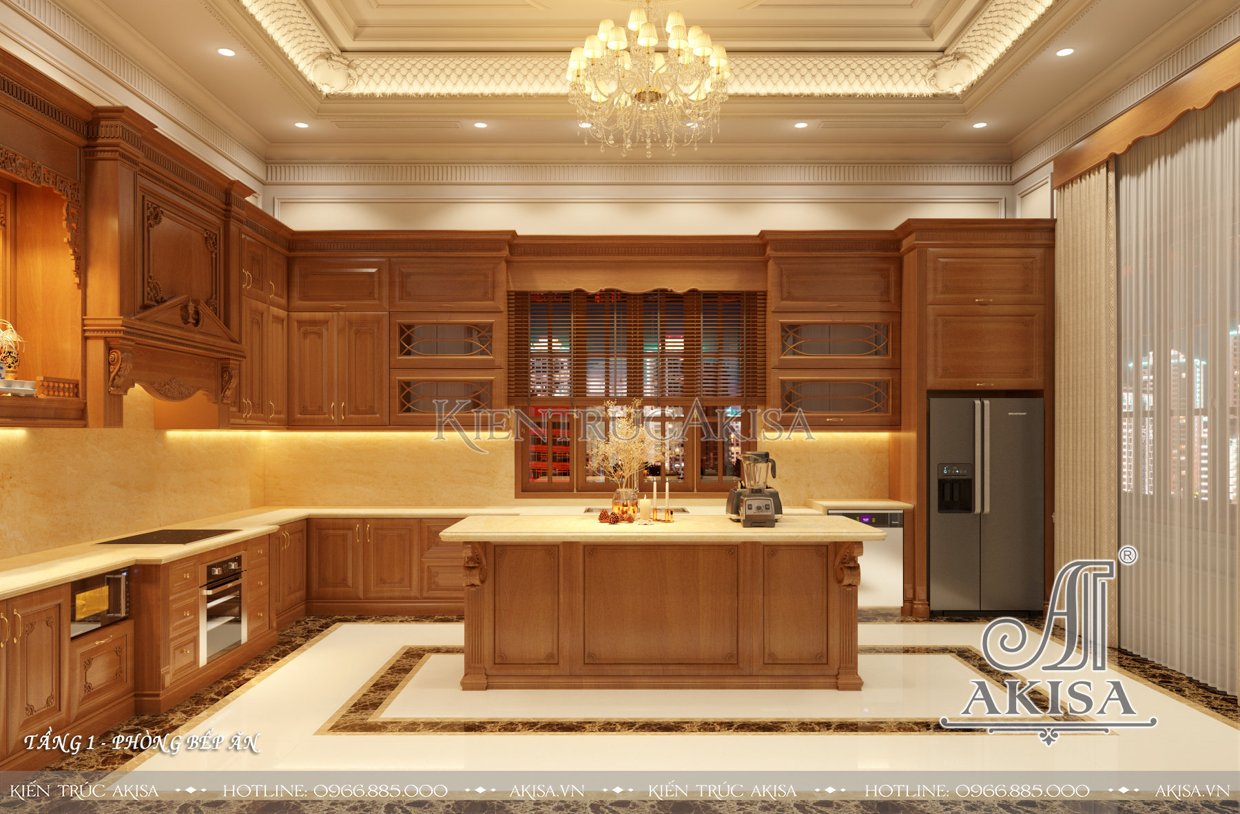 Thiết kế nội thất biệt thự 2 tầng phong cách tân cổ điển - Phòng bếp ăn