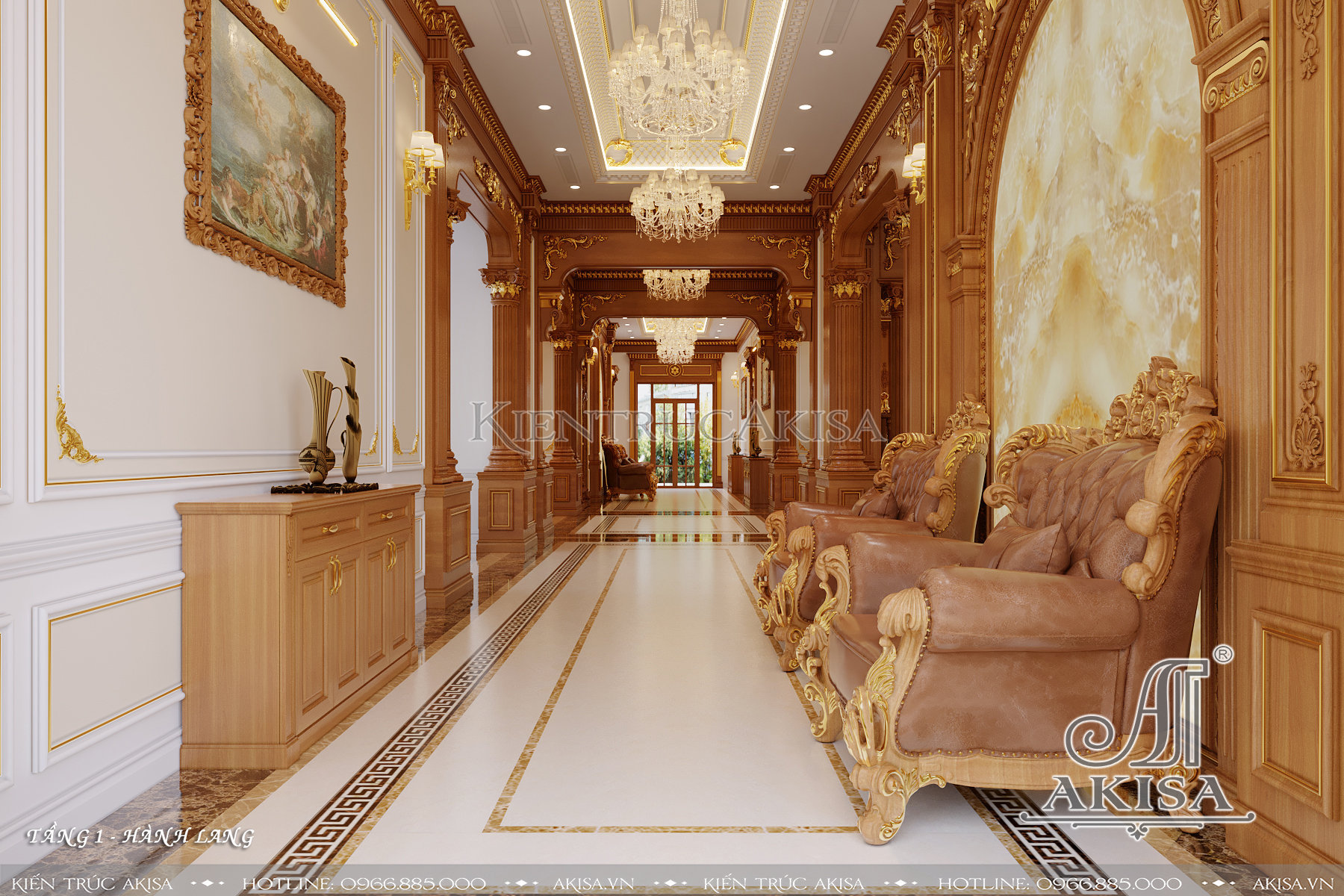 Thiết kế nội thất biệt thự 2 tầng phong cách tân cổ điển - Hành lang