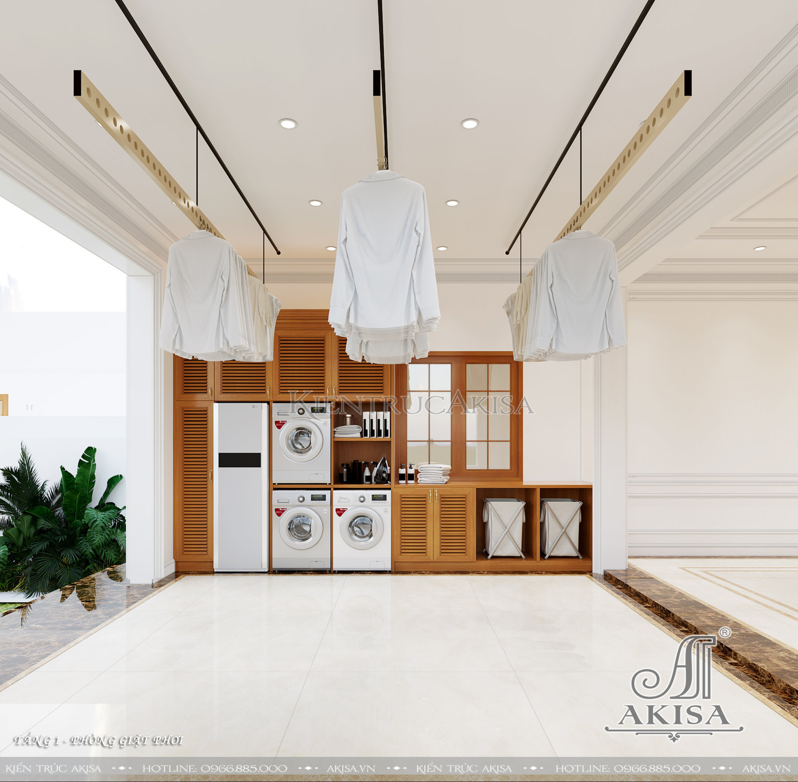 Thiết kế nội thất biệt thự 2 tầng phong cách tân cổ điển - Phòng giặt phơi