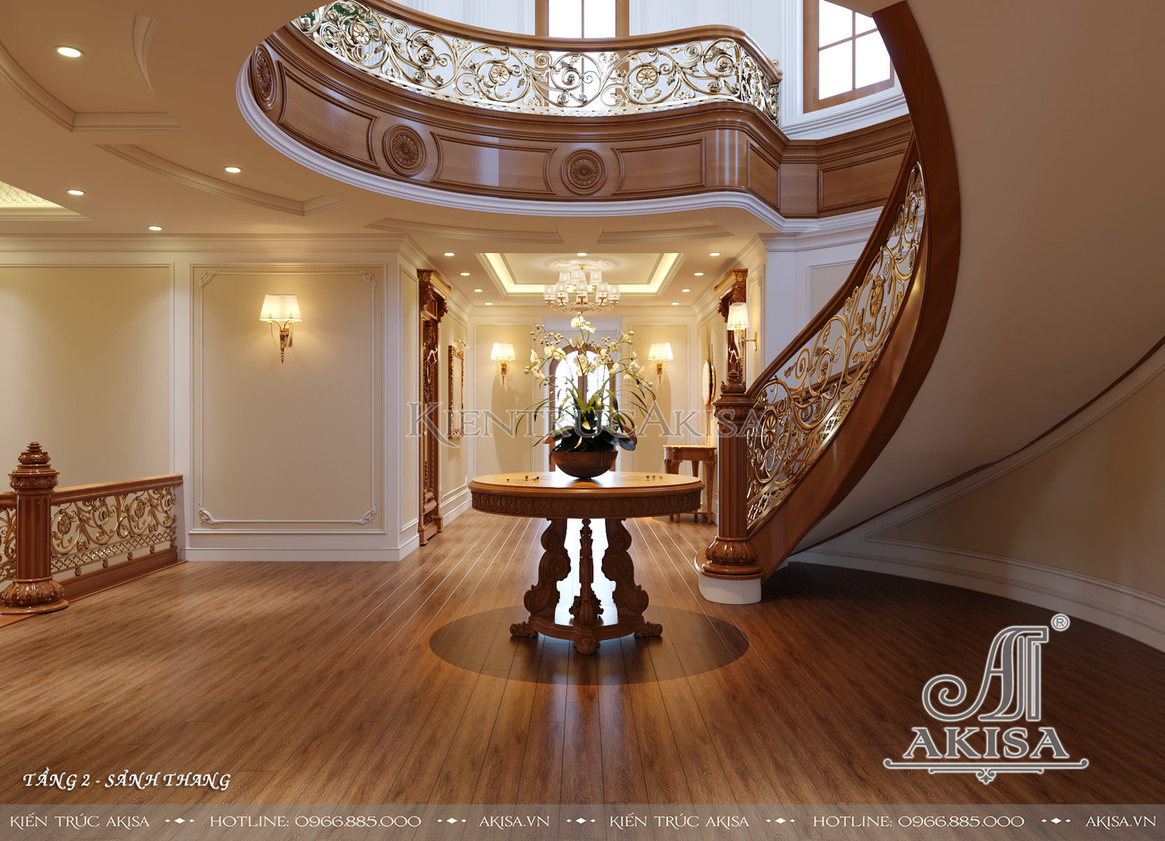 Thiết kế nội thất biệt thự 2 tầng phong cách tân cổ điển - Sảnh thang