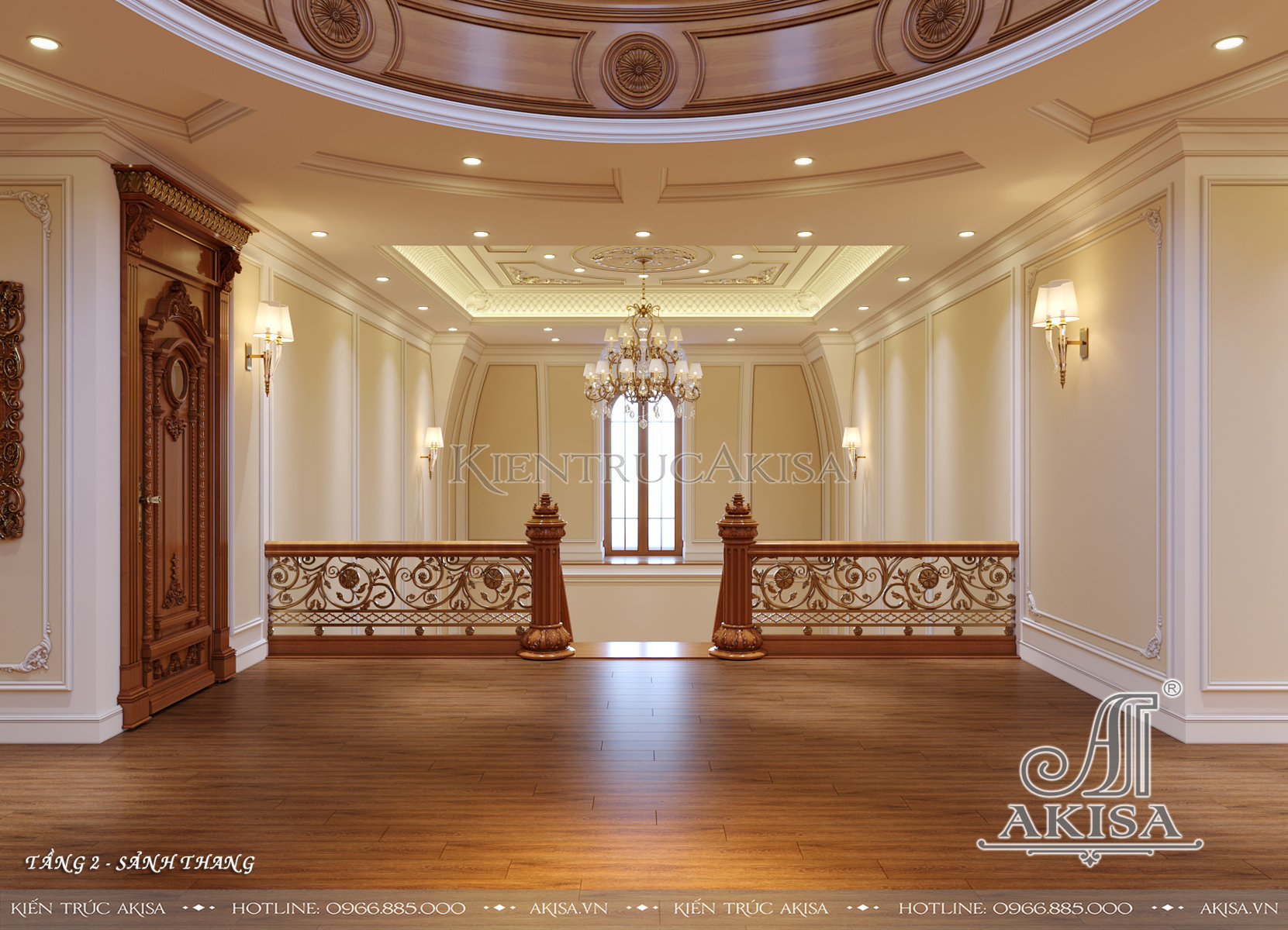 Thiết kế nội thất biệt thự 2 tầng phong cách tân cổ điển - Sảnh thang