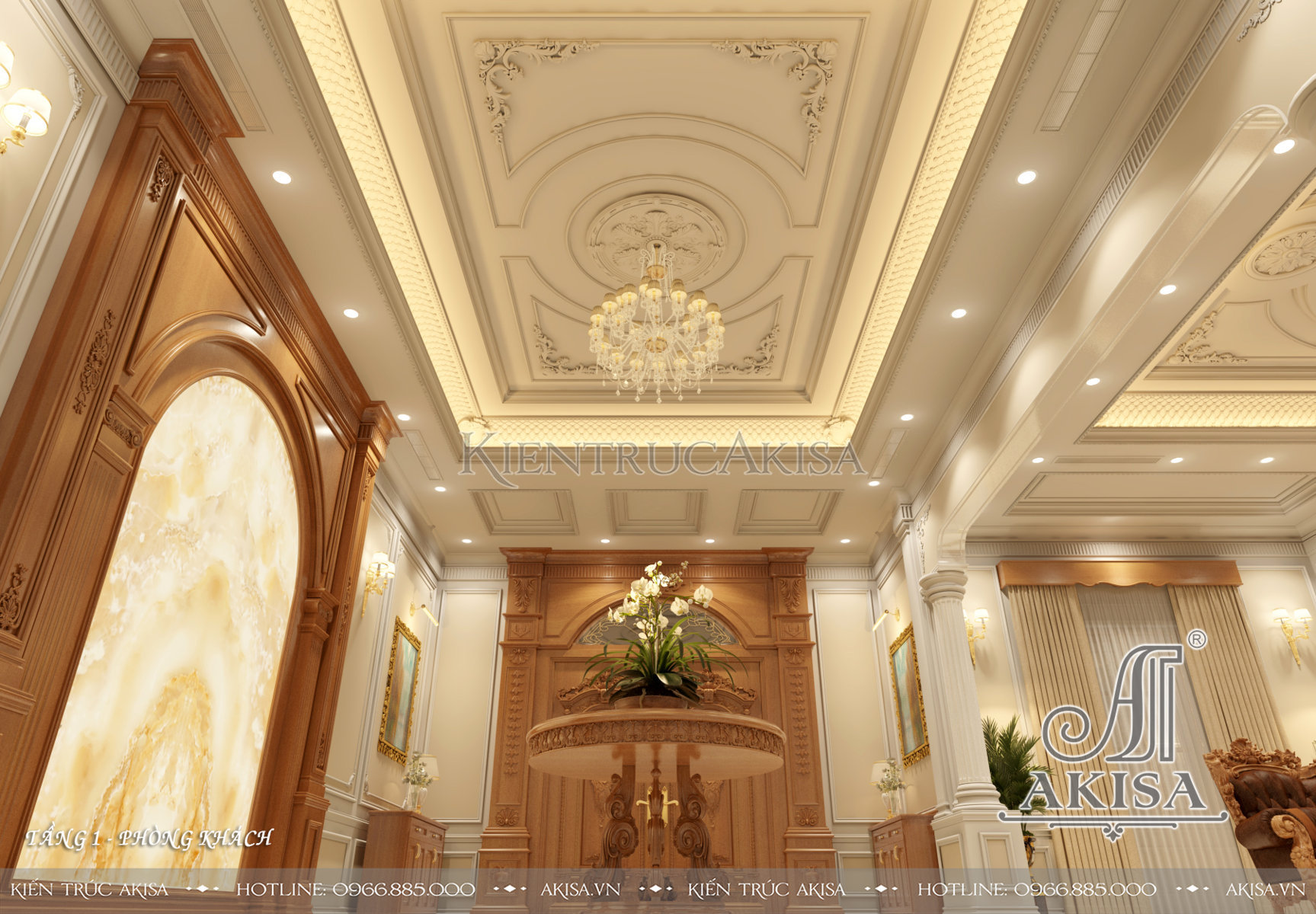Thiết kế nội thất biệt thự 2 tầng phong cách tân cổ điển - Phòng khách