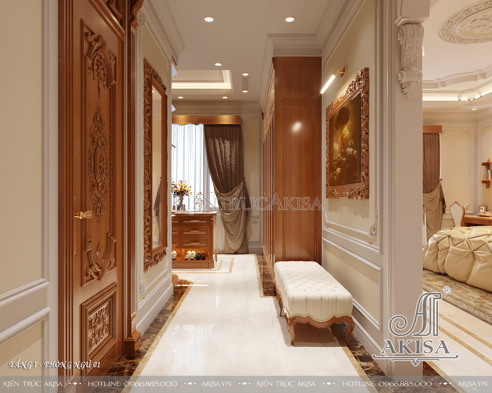 Thiết kế nội thất biệt thự 2 tầng phong cách tân cổ điển - Phòng ngủ 