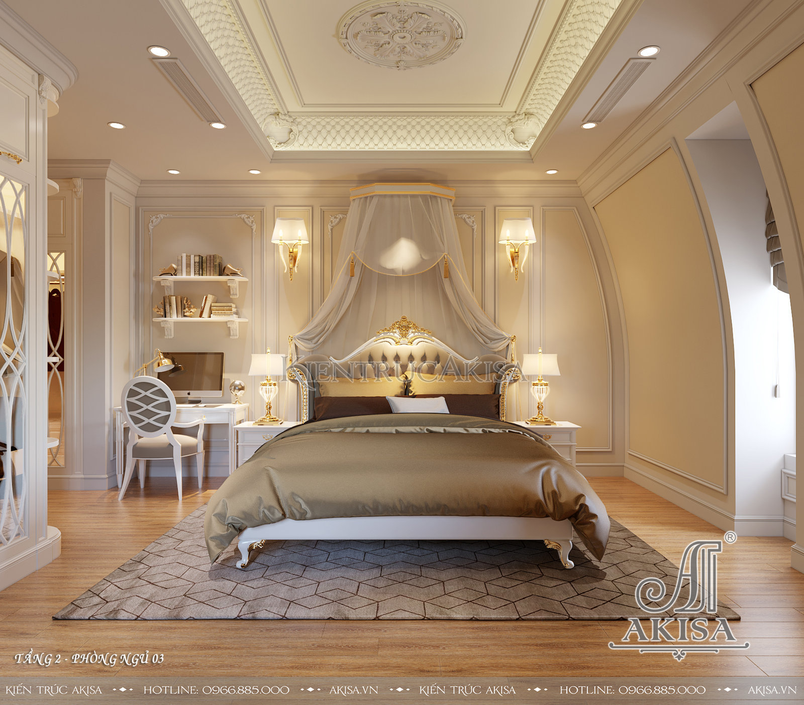 Thiết kế nội thất biệt thự 2 tầng phong cách tân cổ điển - Phòng ngủ