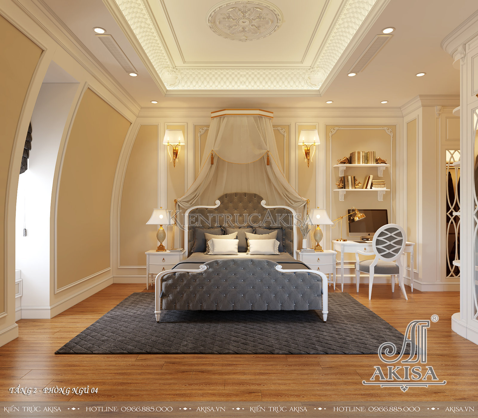 Thiết kế nội thất biệt thự 2 tầng phong cách tân cổ điển - Phòng ngủ