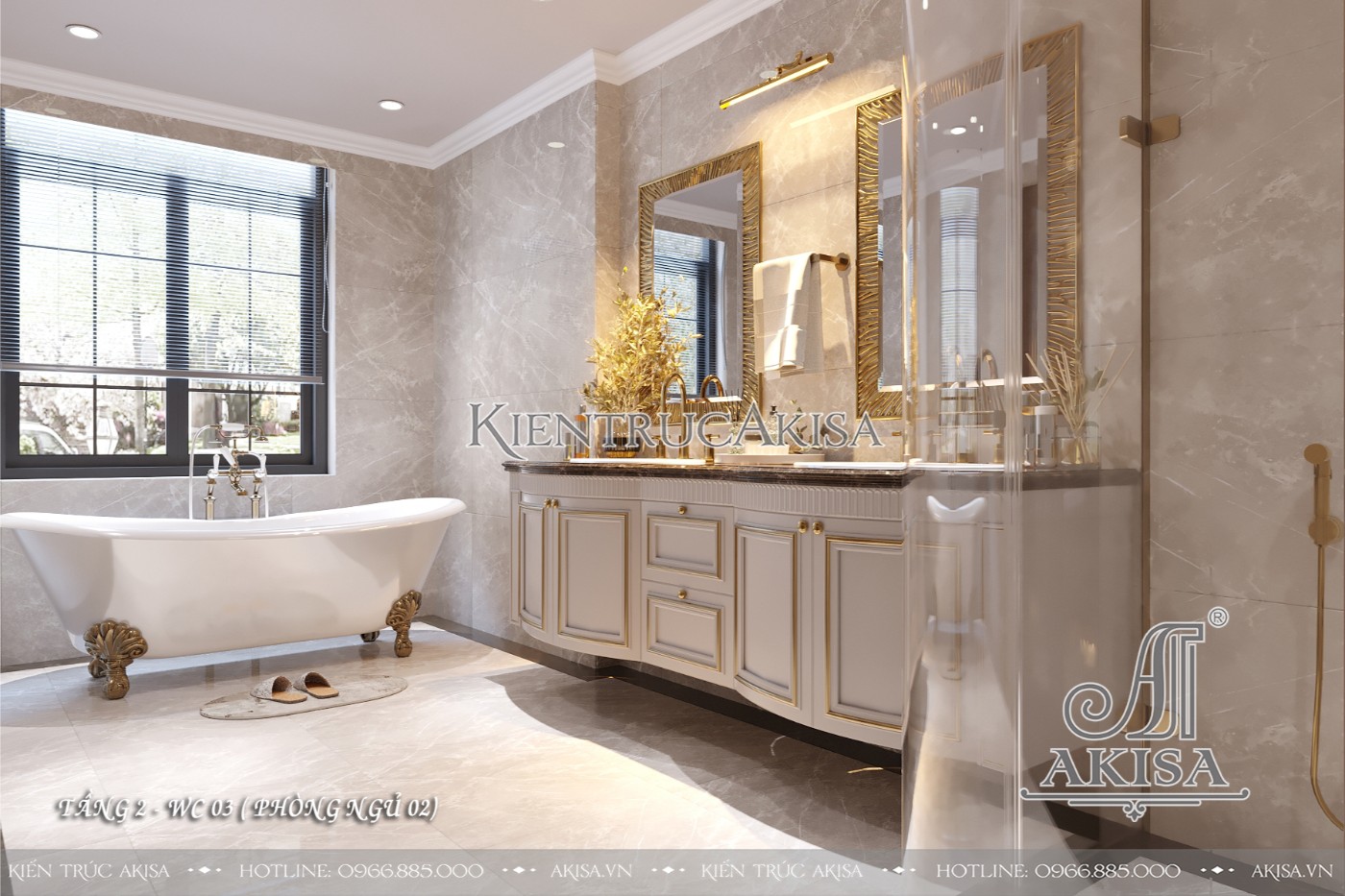 Nội thất gỗ gõ đỏ phong cách tân cổ điển luxury - Phòng WC