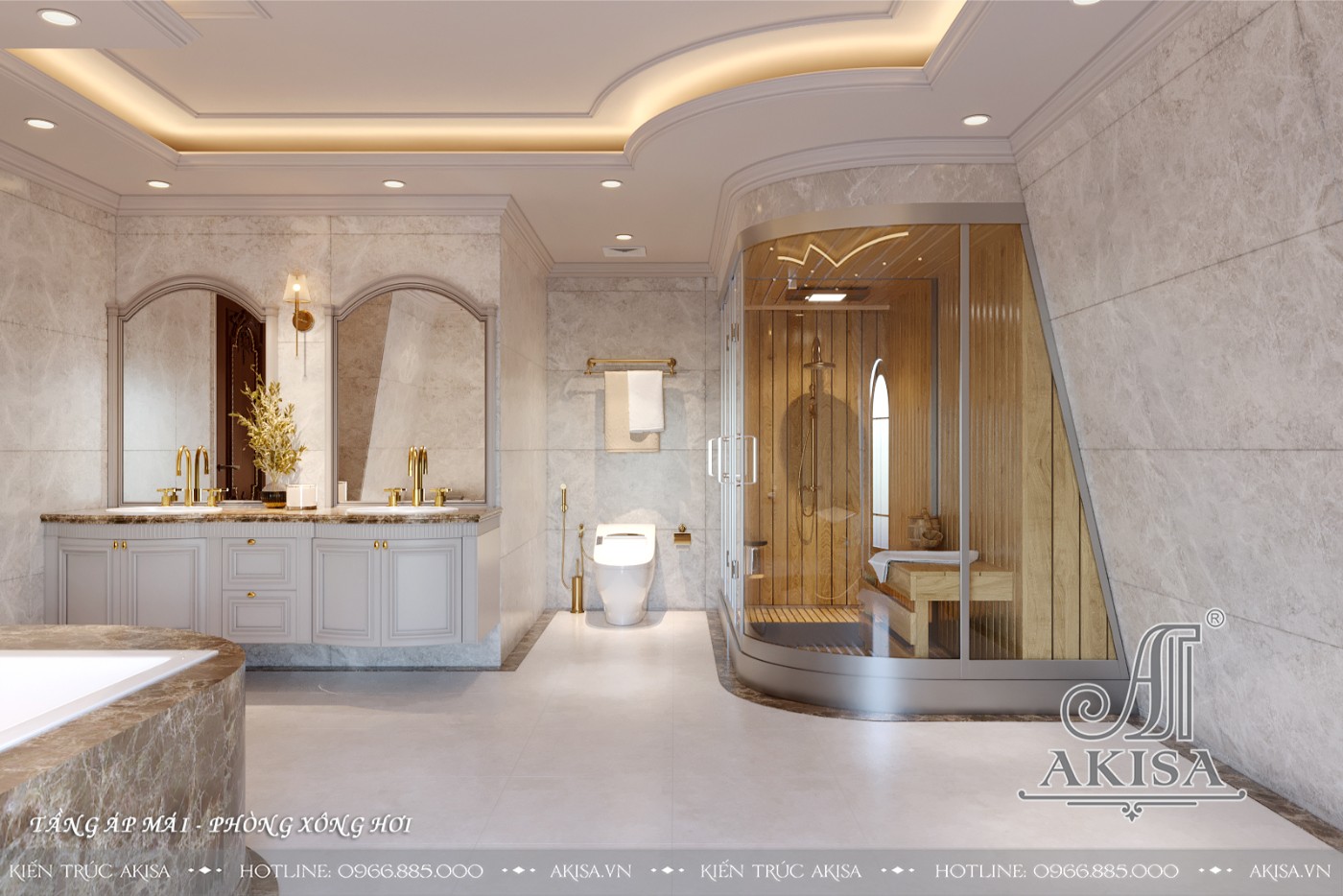 Nội thất gỗ gõ đỏ phong cách tân cổ điển luxury - Phòng WC