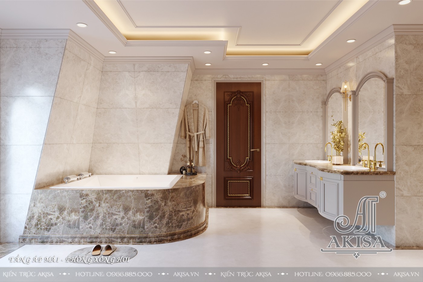 Nội thất gỗ gõ đỏ phong cách tân cổ điển luxury - Phòng WC