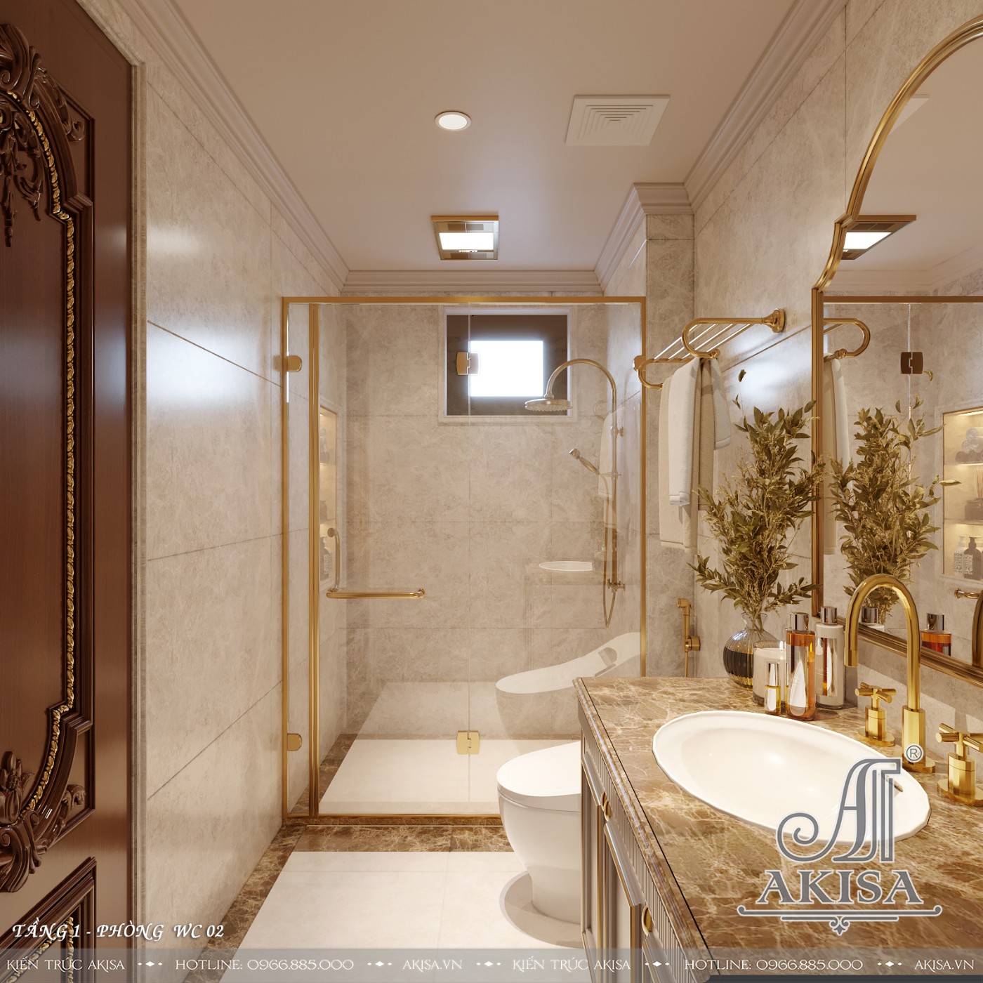 Nội thất gỗ gõ đỏ phong cách tân cổ điển luxury - Phòng WC