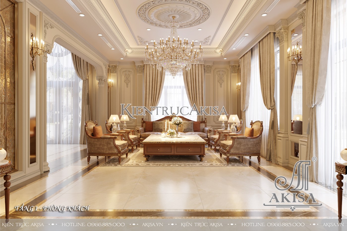 Nội thất gỗ gõ đỏ phong cách tân cổ điển luxury - Phòng khách