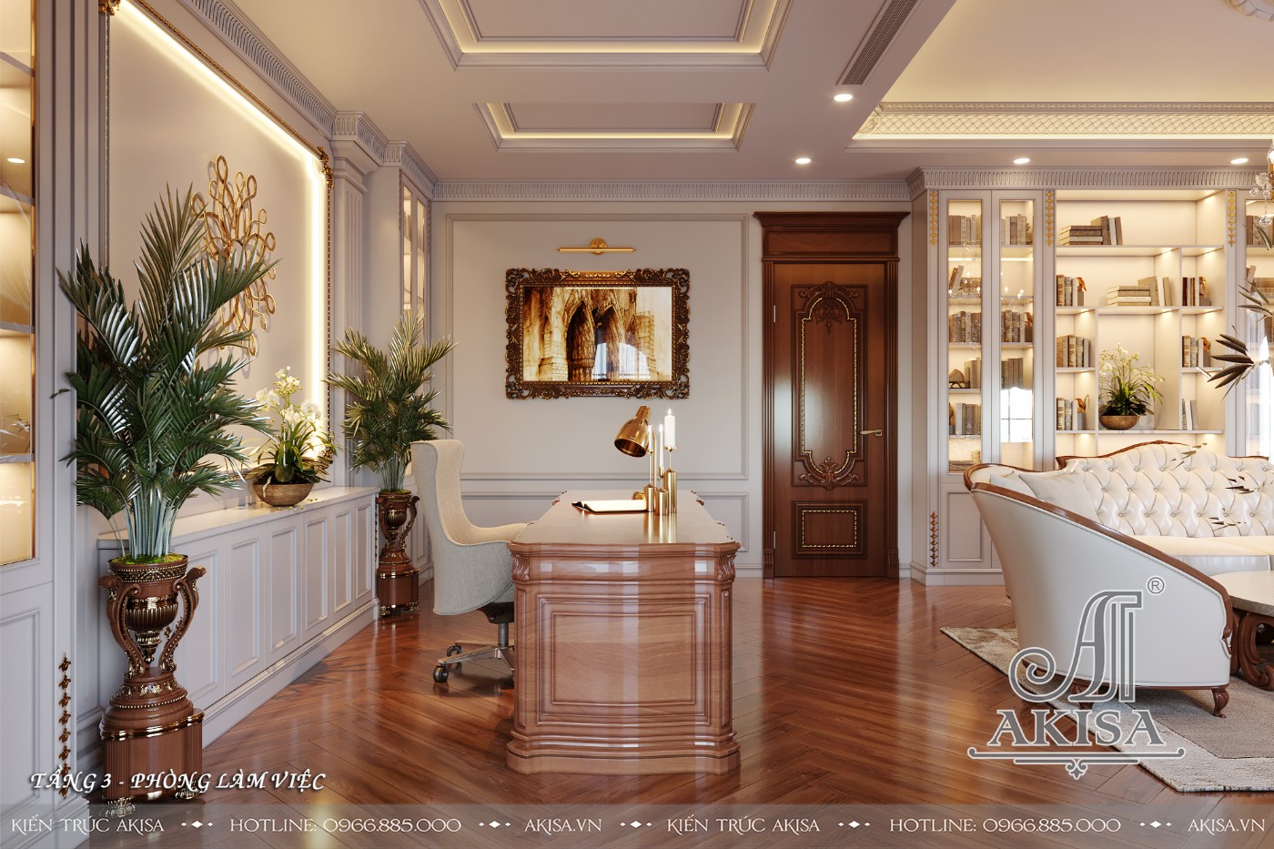 Nội thất gỗ gõ đỏ phong cách tân cổ điển luxury - Phòng làm việc