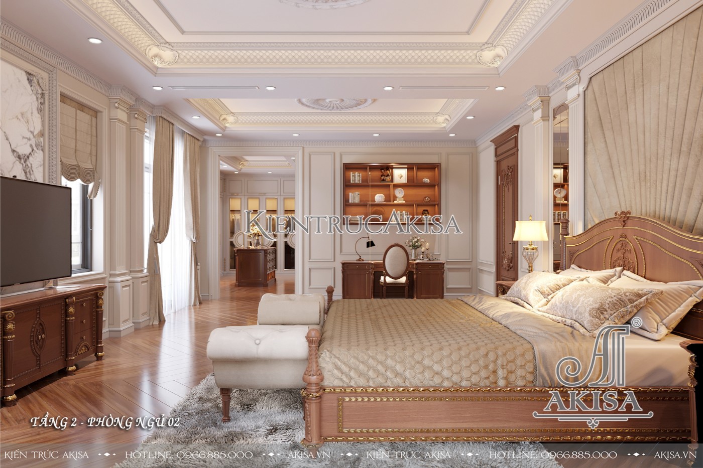 Nội thất gỗ gõ đỏ phong cách tân cổ điển luxury - Phòng ngủ