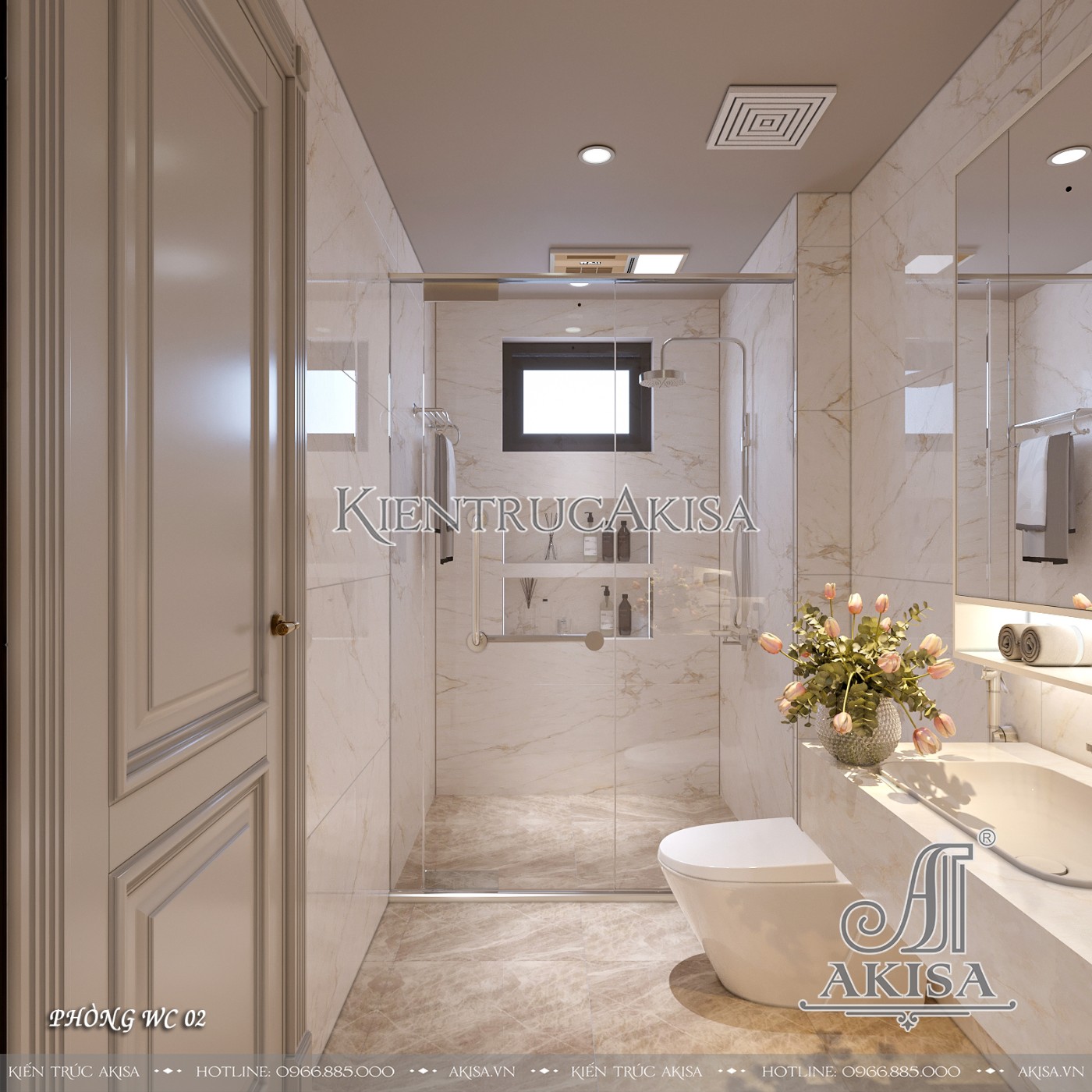 Mẫu nội thất tân cổ điển luxury biệt thự 3 tầng - Phòng WC