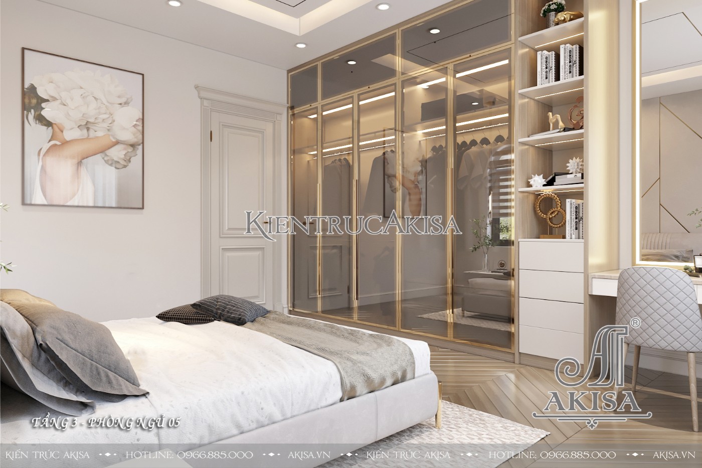 Mẫu nội thất tân cổ điển luxury biệt thự 3 tầng - Phòng ngủ