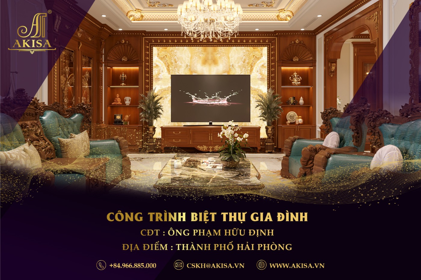 Mẫu nội thất biệt thự 3 tầng tân cổ điển 371m