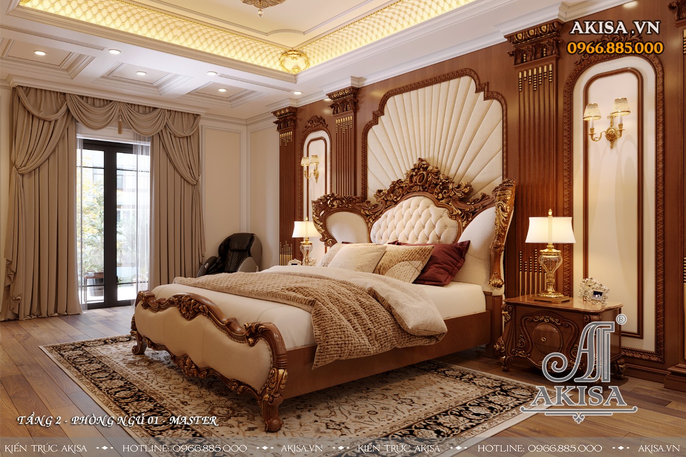 Nội thất gỗ gõ đỏ phong cách tân cổ điển - Phòng ngủ