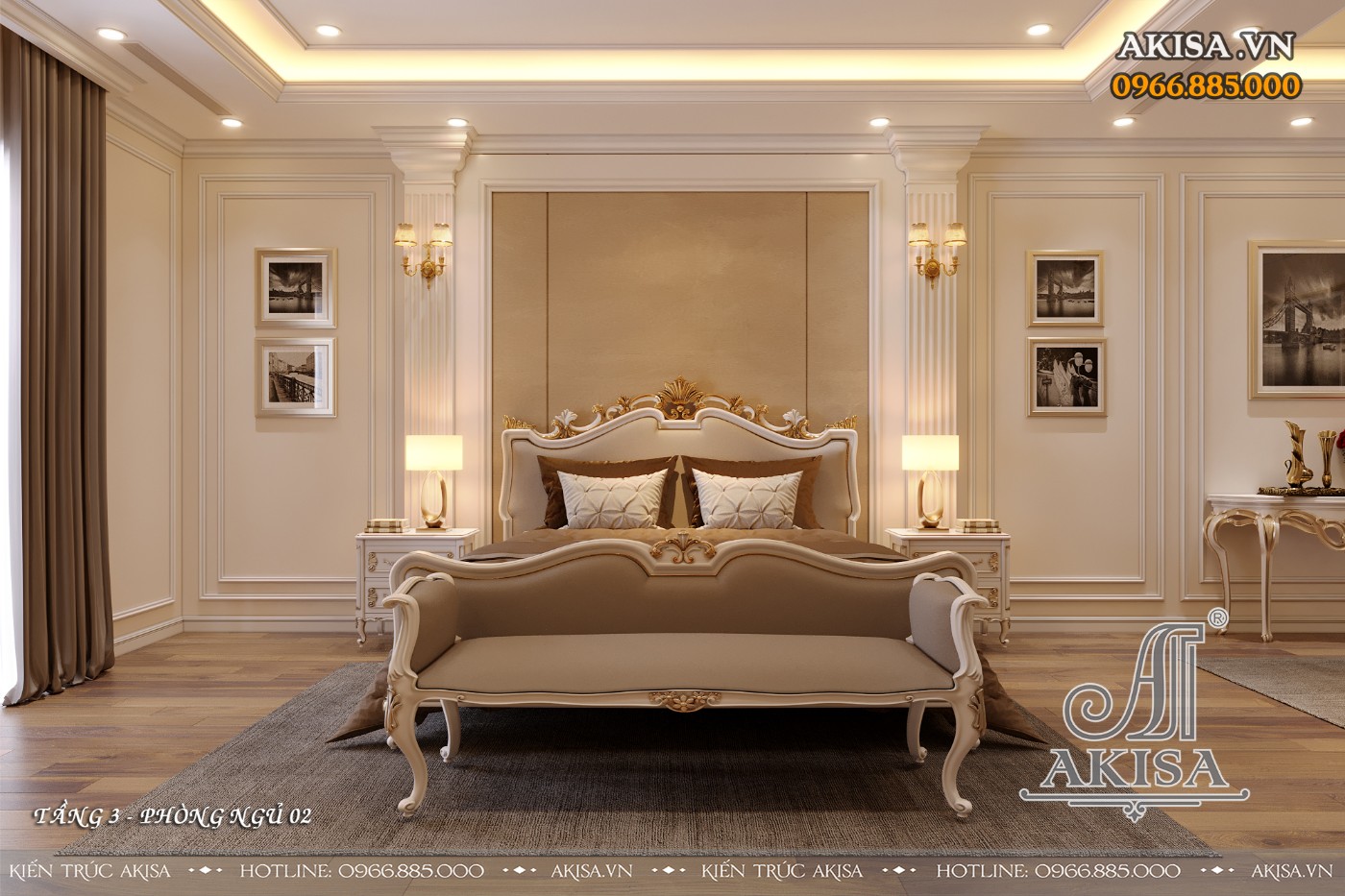 Nội thất gỗ gõ đỏ phong cách tân cổ điển - Phòng ngủ