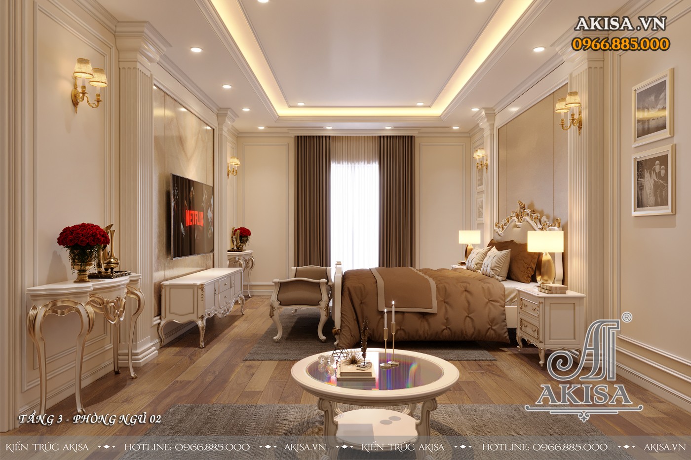 Nội thất gỗ gõ đỏ phong cách tân cổ điển - Phòng ngủ