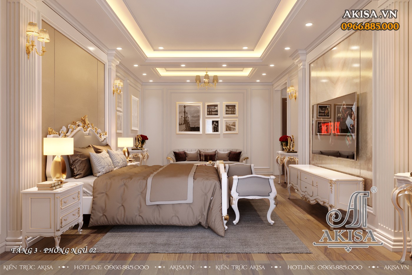 Nội thất gỗ gõ đỏ phong cách tân cổ điển - Phòng ngủ