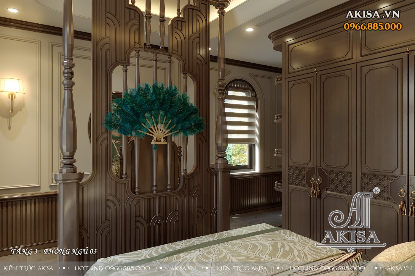 Nội thất gỗ gõ đỏ phong cách tân cổ điển - Phòng ngủ