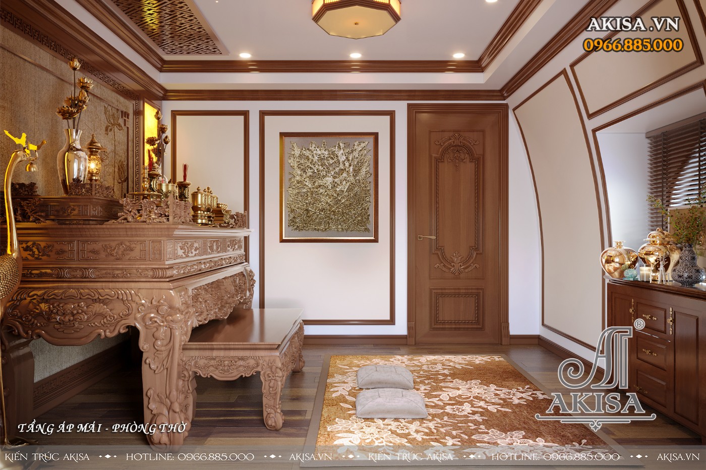Nội thất gỗ gõ đỏ phong cách tân cổ điển - Phòng thờ