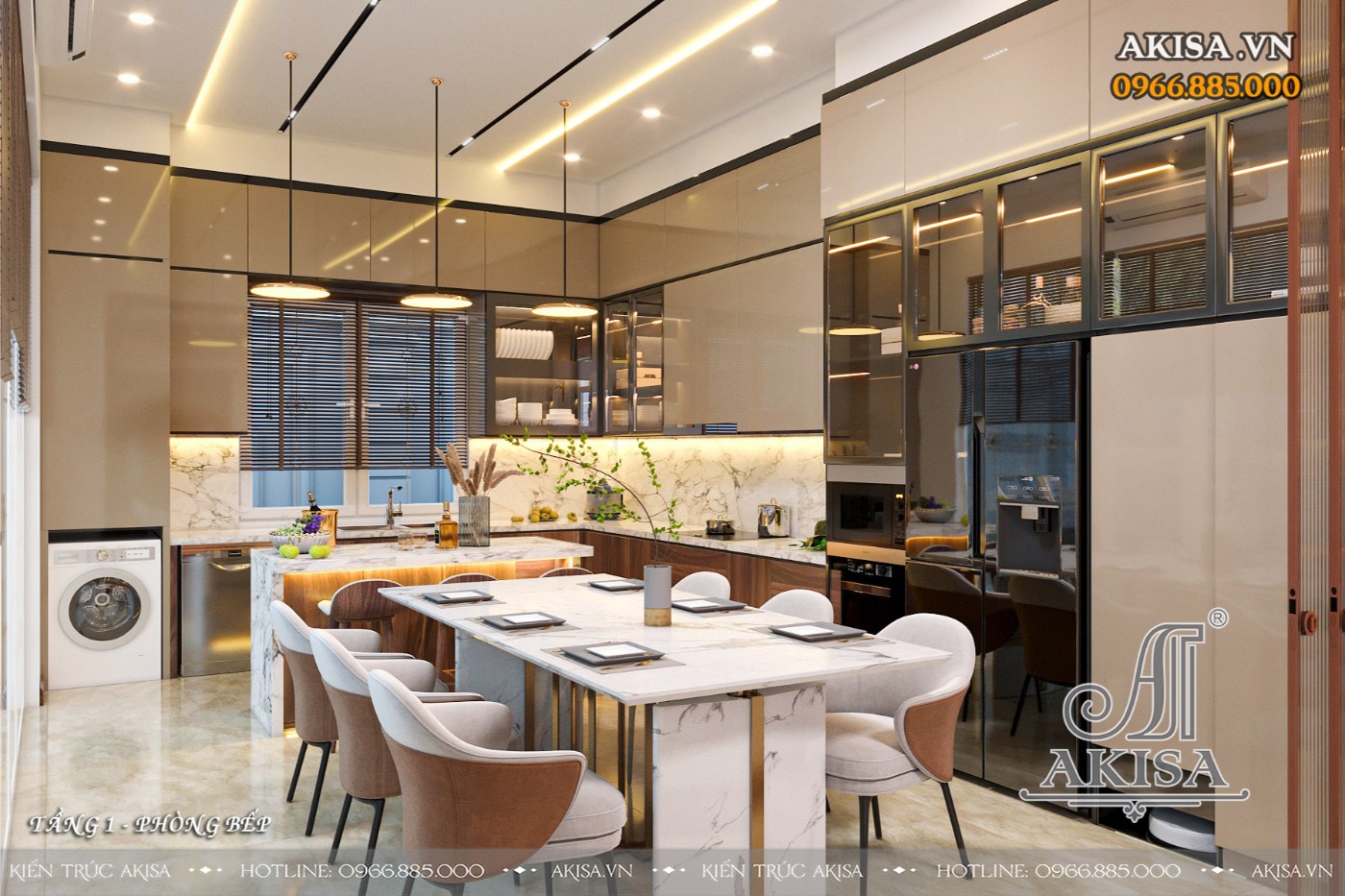 Mẫu nội thất biệt thự gỗ gõ đỏ - Phòng bếp ăn