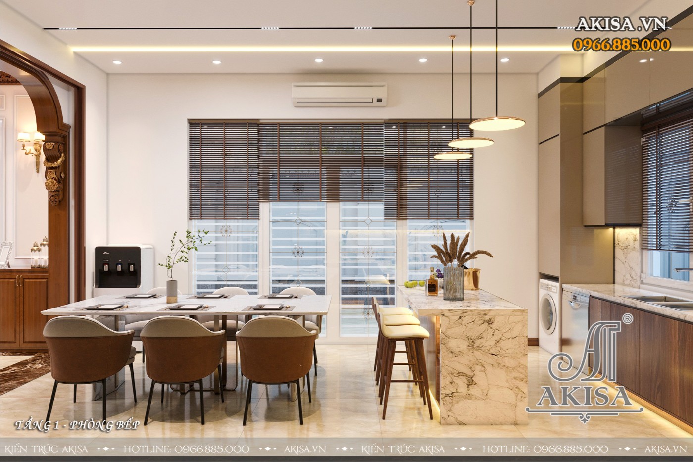 Mẫu nội thất biệt thự gỗ gõ đỏ - Phòng bếp ăn