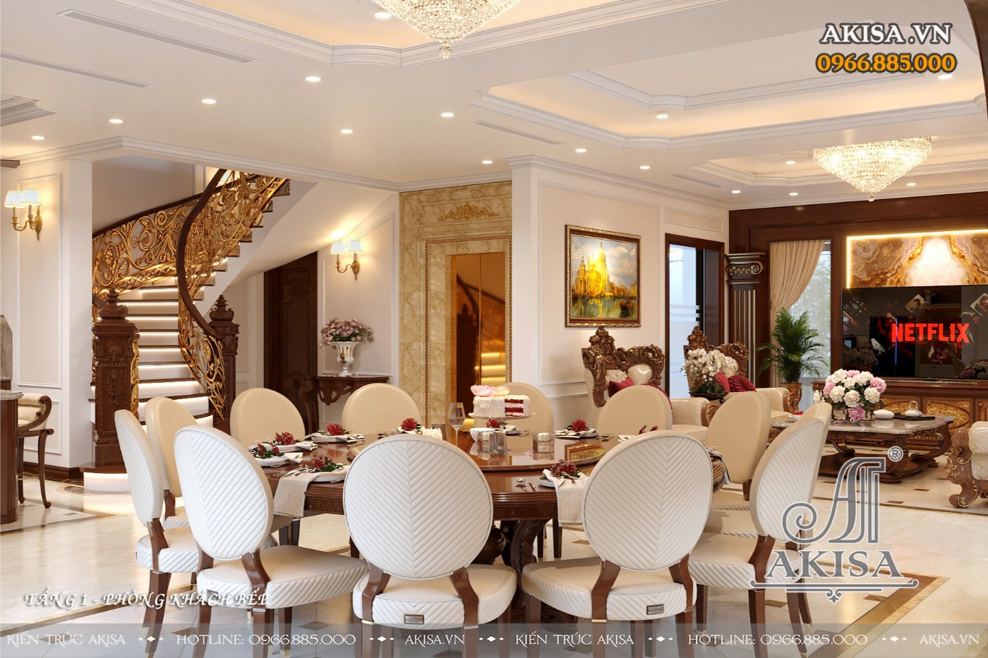 Thiết kế nội thất biệt thự đẹp - Phòng khách bếp