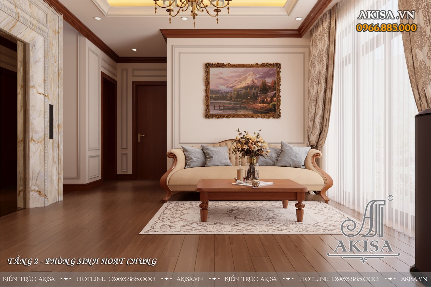 Nội thất tân cổ biệt thự 3 tầng - Phòng sinh hoạt chung