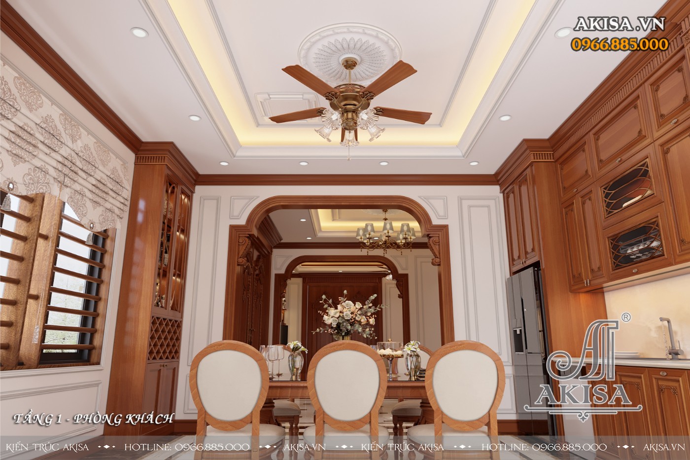 Nội thất tân cổ biệt thự 3 tầng - Phòng bếp ăn