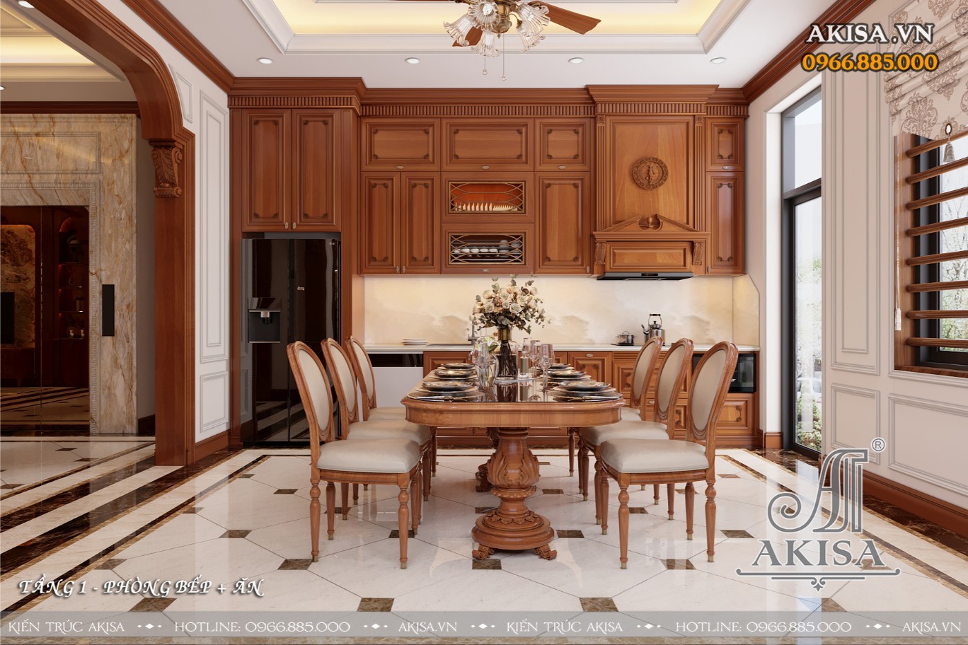 Nội thất tân cổ biệt thự 3 tầng - Phòng bếp ăn