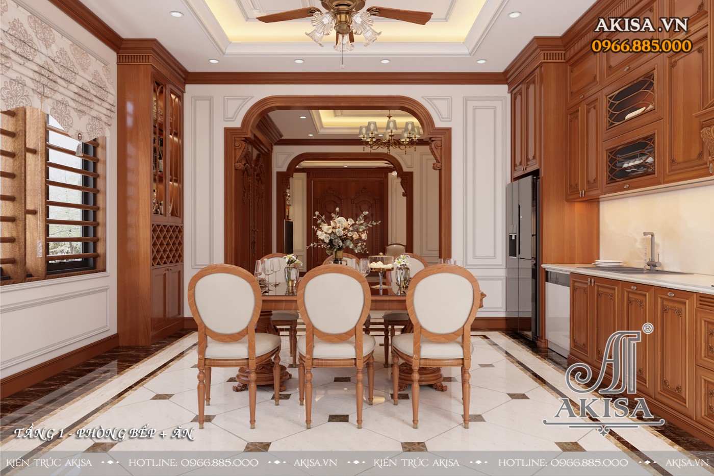 Nội thất tân cổ biệt thự 3 tầng - Phòng bếp ăn