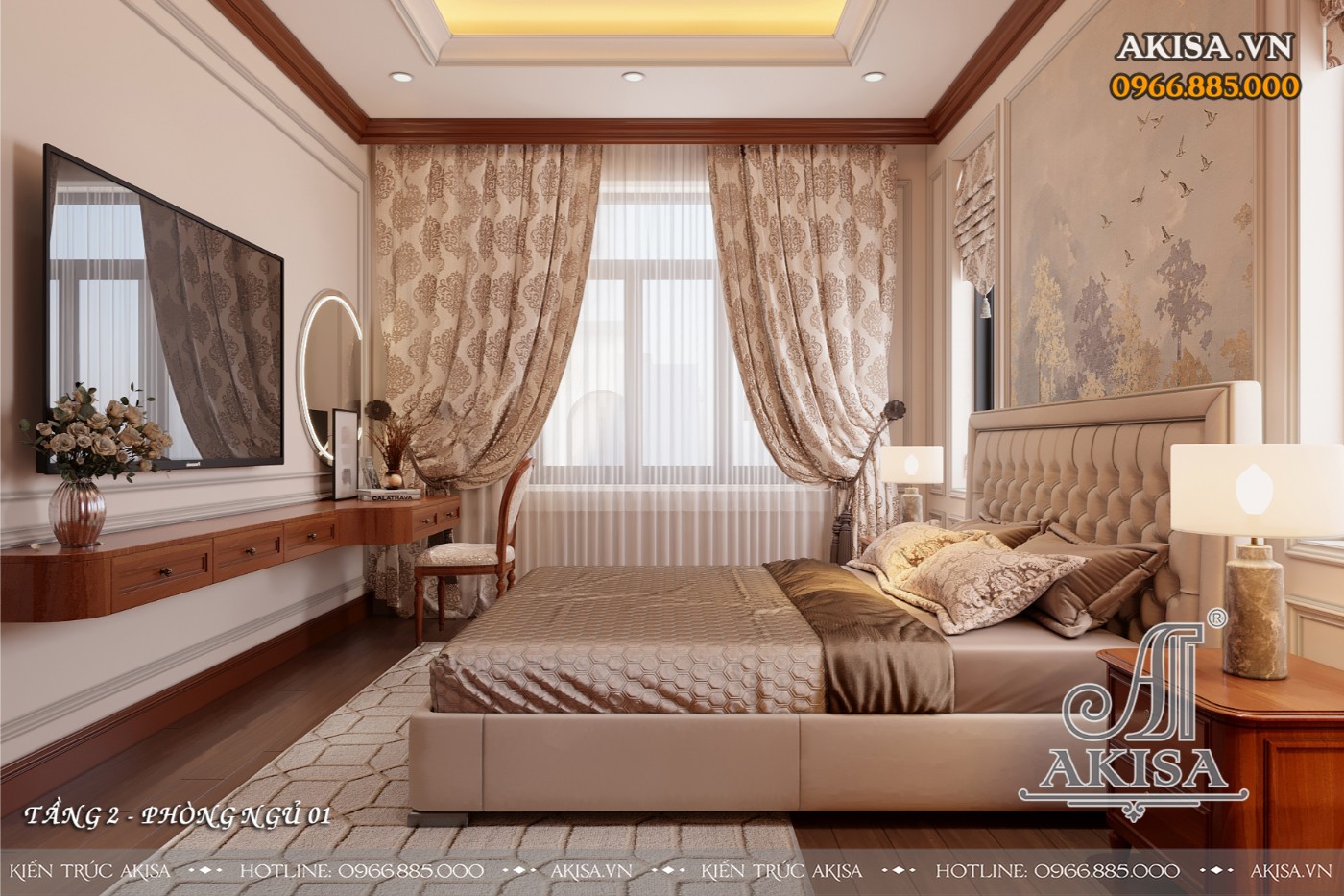Nội thất tân cổ biệt thự 3 tầng - Phòng ngủ