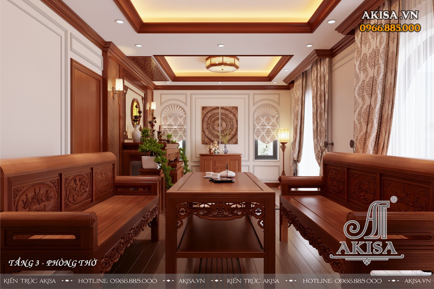 Nội thất tân cổ biệt thự 3 tầng - Phòng thờ