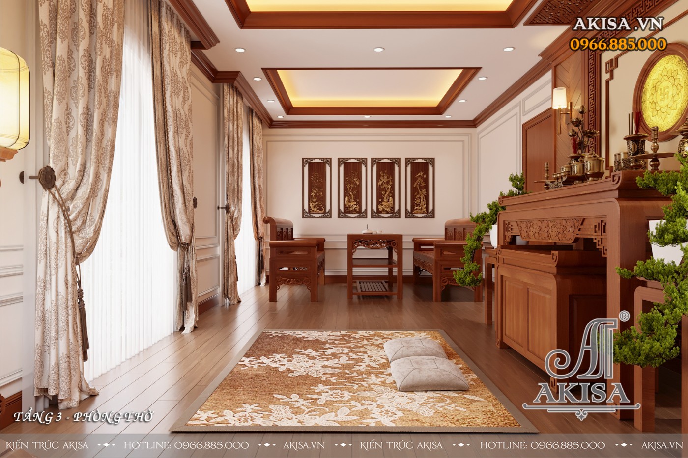 Nội thất tân cổ biệt thự 3 tầng - Phòng thờ