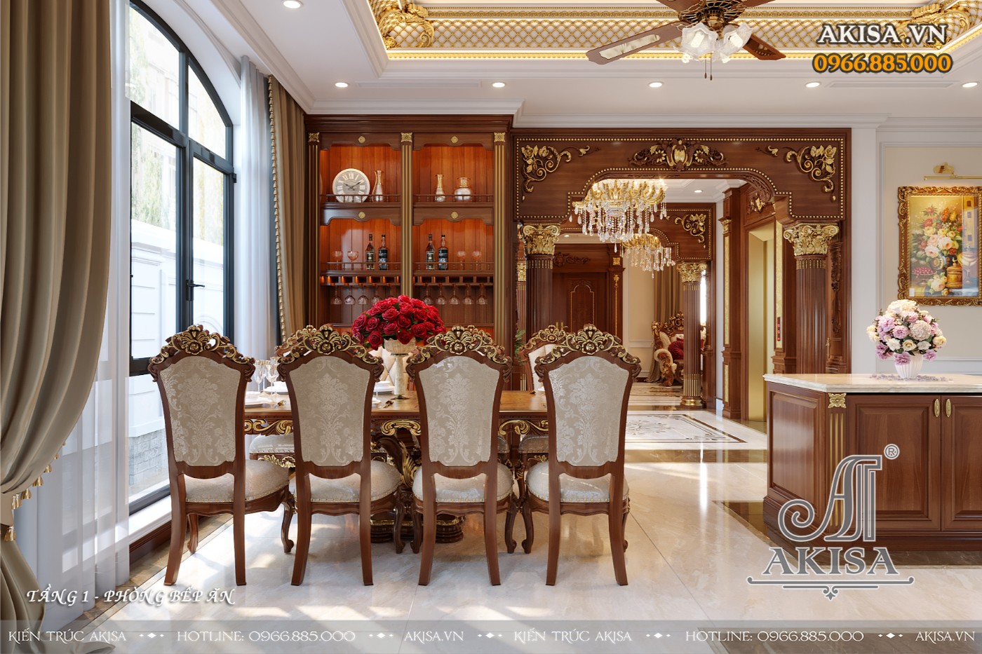 Thiết kế nội thất biệt thự cao cấp - Phòng bếp ăn