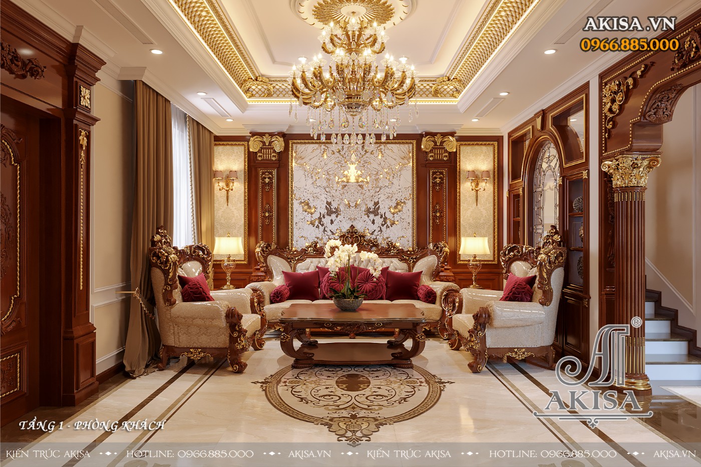 Thiết kế nội thất biệt thự cao cấp - Phòng khách
