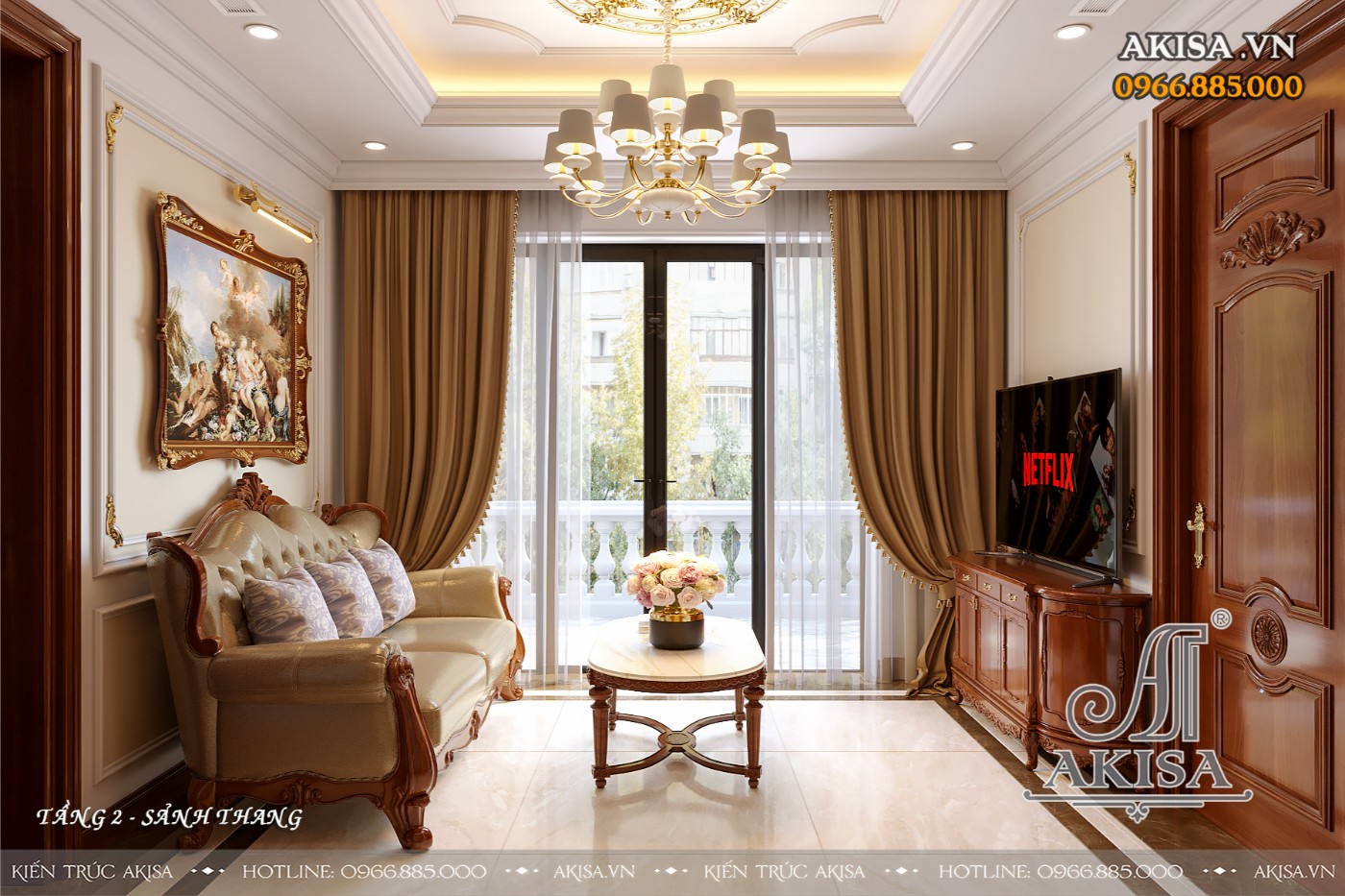 Thiết kế nội thất biệt thự cao cấp - Sảnh thang tầng 2