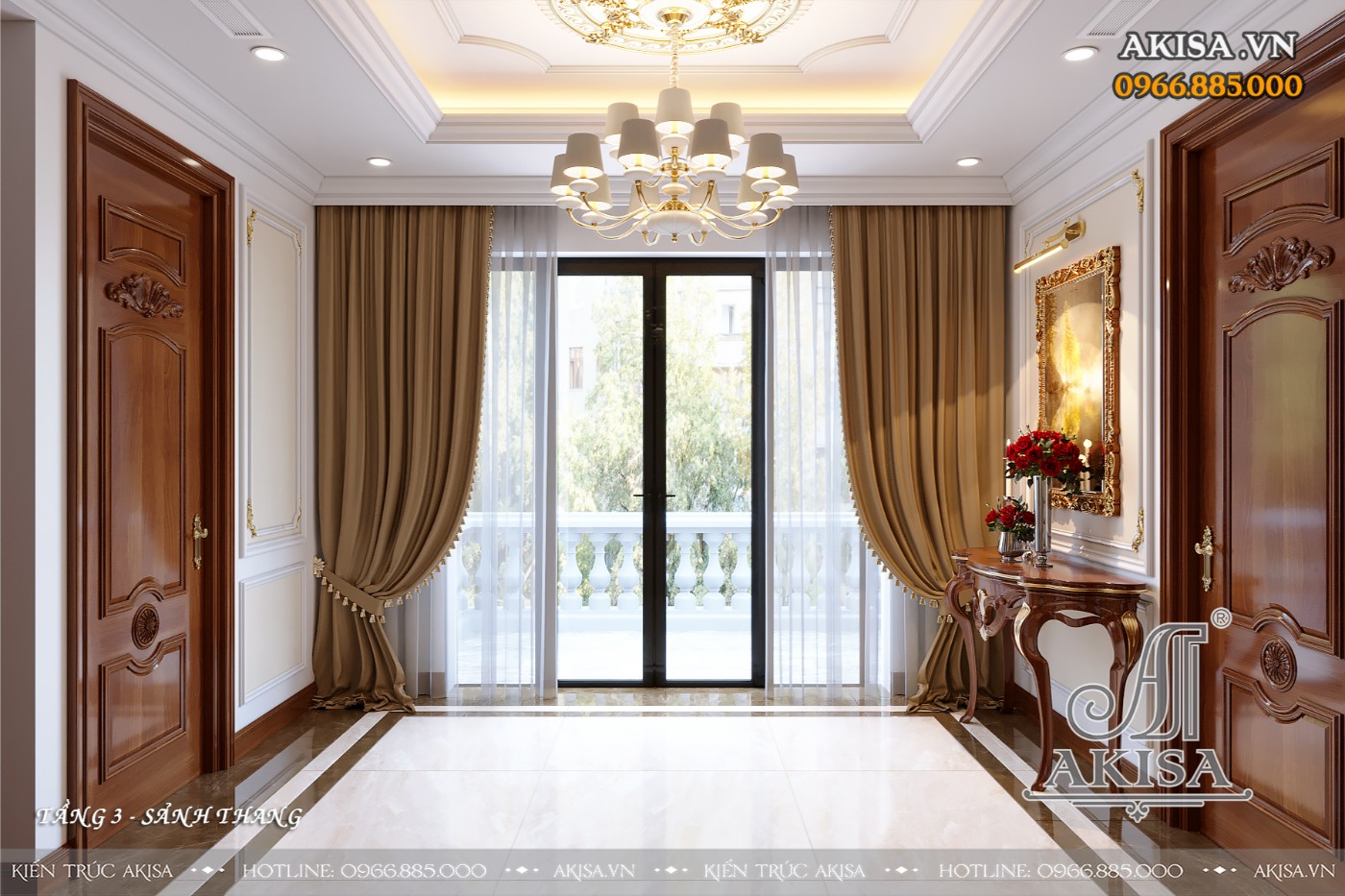 Thiết kế nội thất biệt thự cao cấp - Sảnh thang tầng 3