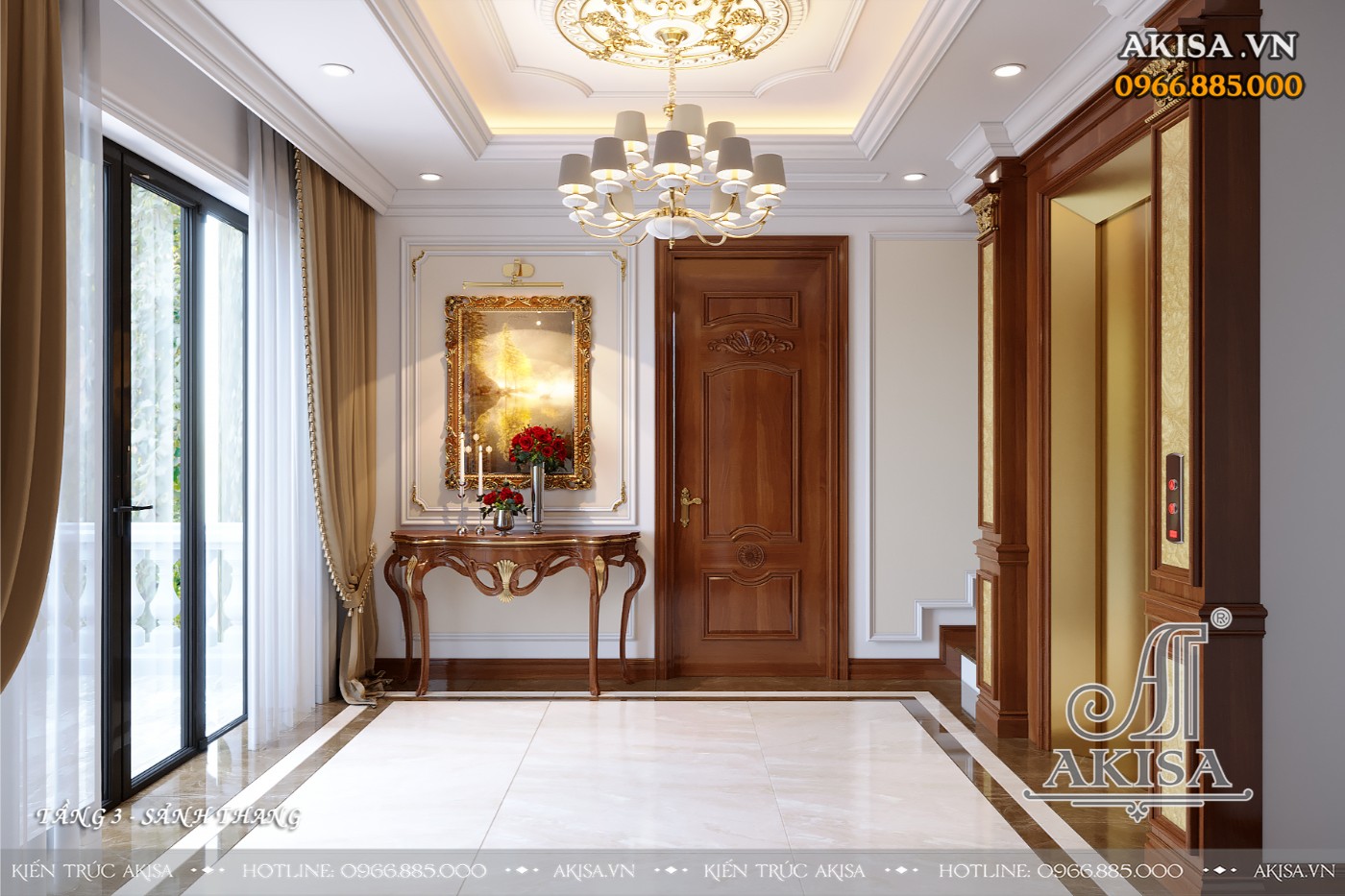 Thiết kế nội thất biệt thự cao cấp - Sảnh thang tầng 3