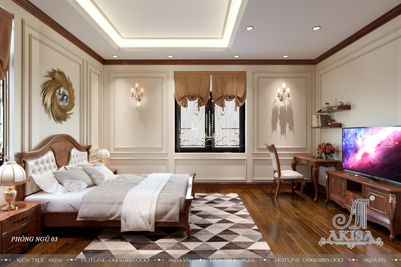 mẫu biệt thự 5 phòng ngủ phong cách tân cổ điển - nội thất phòng ngủ