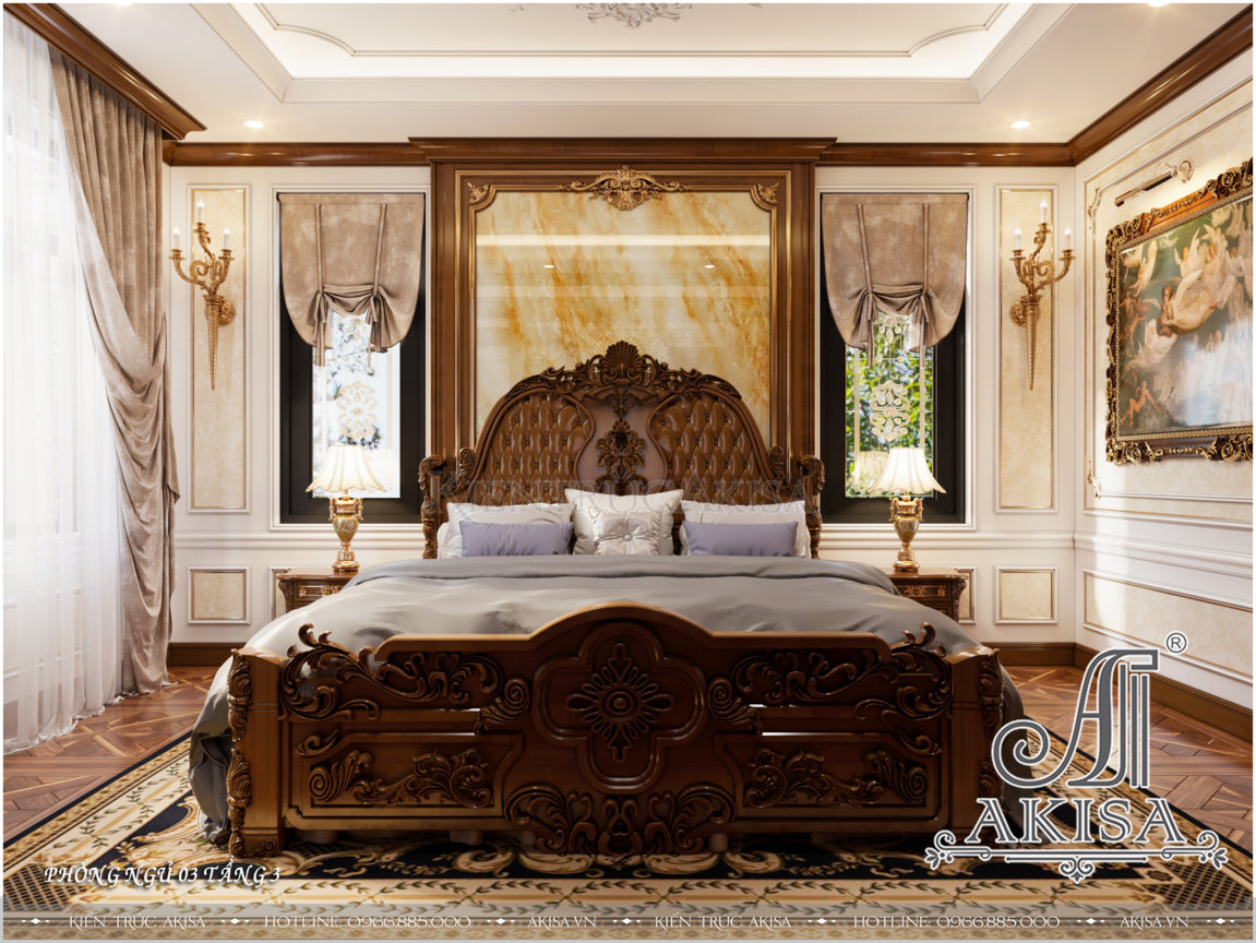 Phòng ngủ phong cách tân cổ điển toát lên vẻ sang trọng đậm chất hoàng gia 